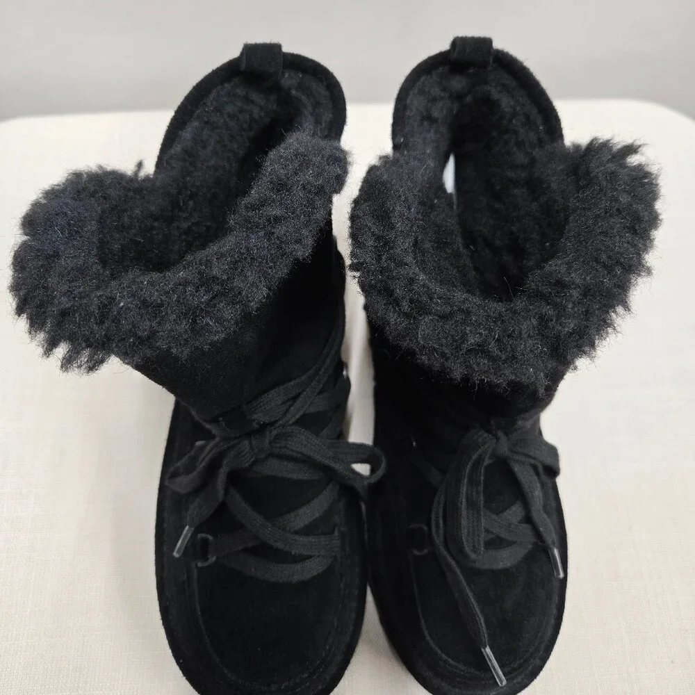 BEARPAW Retro Mondi Youth Ankle Boot, Kid's Lace-up Boot Cow Suede Sz 4 NWT $79